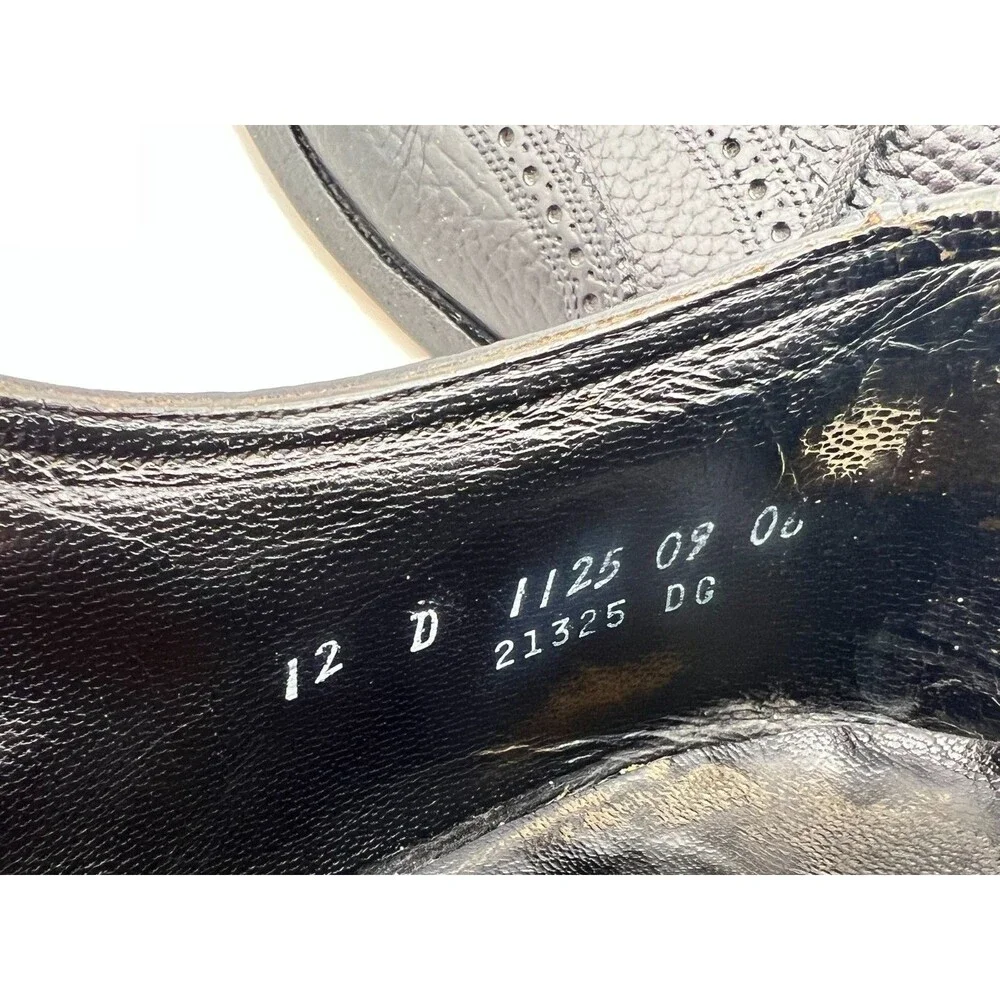 FLORSHEIM Men's 12D Black Wingtip Oxford Dress Shoes Pebbled Leather Perferated